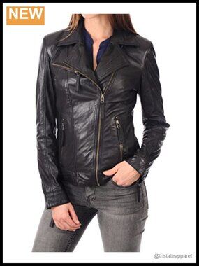 Women's Lambskin Leather Bomber Biker Jacket